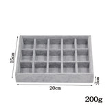 Gray Soft Velvet Jewelry Box Drawer Storage Organizer