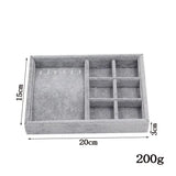Gray Soft Velvet Jewelry Box Drawer Storage Organizer