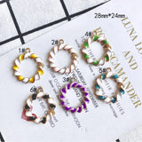 Double Colors Enamel Circle Alloy Charms Pendants 40pcs