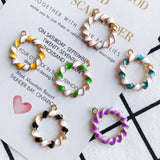 Double Colors Enamel Circle Alloy Charms Pendants 40pcs