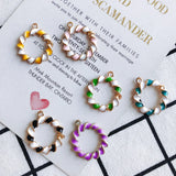 Double Colors Enamel Circle Alloy Charms Pendants 40pcs
