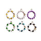 Double Colors Enamel Circle Alloy Charms Pendants 40pcs