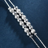 Double Layer Ball Chain Bracelet 925 Silver for Women