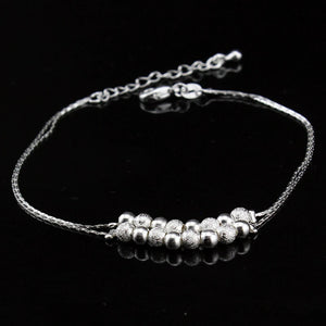 Double Layer Ball Chain Bracelet 925 Silver for Women