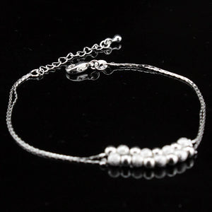 Double Layer Ball Chain Bracelet 925 Silver for Women