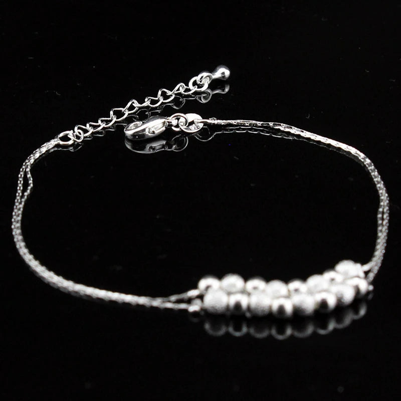 Double Layer Ball Chain Bracelet 925 Silver for Women