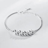Double Layer Ball Chain Bracelet 925 Silver for Women