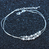 Double Layer Ball Chain Bracelet 925 Silver for Women