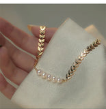 Ear Of Wheat Pearl Charm Bracelet 14K Filled
