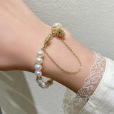 Pinecone Charm Bracelet with Pearl, 14K Filled