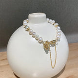 Pinecone Charm Bracelet with Pearl, 14K Filled