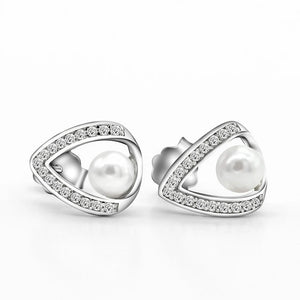 Natural Freshwater Pearl Stud Earrings - Retro Cubic Zirconia