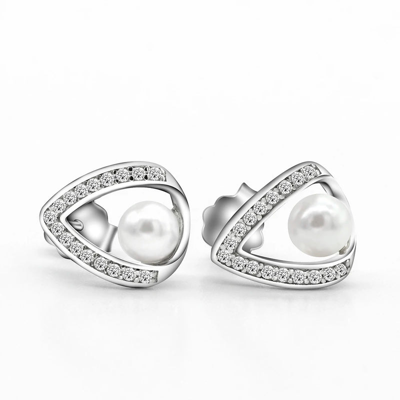Natural Freshwater Pearl Stud Earrings - Retro Cubic Zirconia