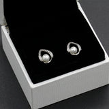 Natural Freshwater Pearl Stud Earrings - Retro Cubic Zirconia