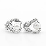 Natural Freshwater Pearl Stud Earrings - Retro Cubic Zirconia