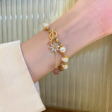 Sunflower Freshwater Pearl & Strawberry Quartz Bracelet
