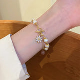 Sunflower Freshwater Pearl & Strawberry Quartz Bracelet