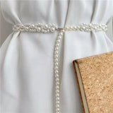 Women Pearl Belt Waist Belt Crystal Strap Pearl Wedding Chain Belt 339