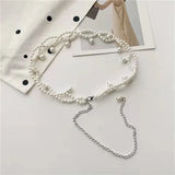 Women Pearl Belt Waist Belt Crystal Strap Pearl Wedding Chain Belt 339