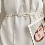 Women Pearl Belt Waist Belt Crystal Strap Pearl Wedding Chain Belt 339