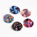Sparkling Acrylic Round Pendant Charms 20PCs 35MM - Glitter Plastic Jewelry