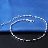 925 Sterling Silver Anklet Bracelet Olive Kernel Bead Anklet for Women & Girl