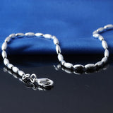 925 Sterling Silver Anklet Bracelet Olive Kernel Bead Anklet for Women & Girl