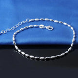 925 Sterling Silver Anklet Bracelet Olive Kernel Bead Anklet for Women & Girl