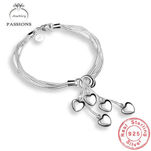 Arrival 925 Silver Bracelet Love Heart Tassel Women Jewelry
