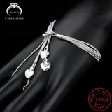 Arrival 925 Silver Bracelet Love Heart Tassel Women Jewelry