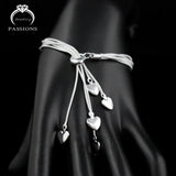 Arrival 925 Silver Bracelet Love Heart Tassel Women Jewelry