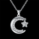 Moon & Star Tales Pendant Necklace Crystal Wedding Jewelry