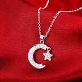 Moon & Star Tales Pendant Necklace Crystal Wedding Jewelry