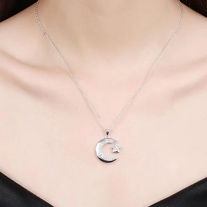 Moon & Star Tales Pendant Necklace Crystal Wedding Jewelry
