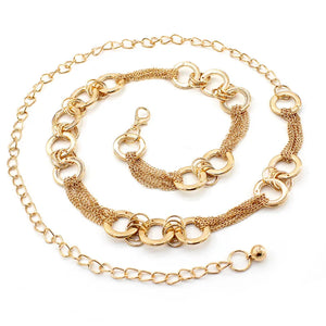 Golden Thin Belt Women Accessory Dress Metal Ring Decorative Waist Chain