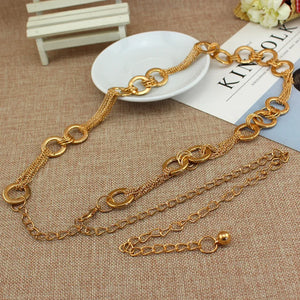 Golden Thin Belt Women Accessory Dress Metal Ring Decorative Waist Chain