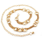 Golden Thin Belt Women Accessory Dress Metal Ring Decorative Waist Chain