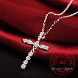 925 Silver Crystal CZ Cross Necklace for Women