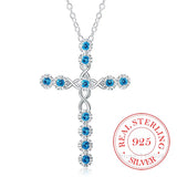 925 Silver Crystal CZ Cross Necklace for Women