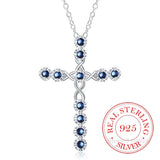 925 Silver Crystal CZ Cross Necklace for Women