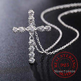 925 Silver Crystal CZ Cross Necklace for Women