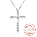 925 Silver Crystal CZ Cross Necklace for Women