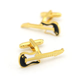 Rock Guitar Men's Cufflinks in Golden Brass