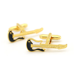 Rock Guitar Men's Cufflinks in Golden Brass
