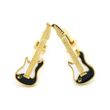 Rock Guitar Men's Cufflinks in Golden Brass
