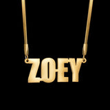 Thick Blade Chain Name Necklace Stainless Steel Women Birthday Gift