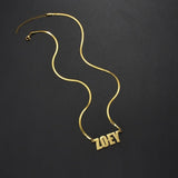 Thick Blade Chain Name Necklace Stainless Steel Women Birthday Gift