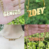 Thick Blade Chain Name Necklace Stainless Steel Women Birthday Gift
