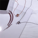 Double Zircon Circles Pendant 925 Sterling Silver Necklace