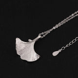 925 Sterling Silver Gingko Leaf Pendant Necklace Birthday Gift